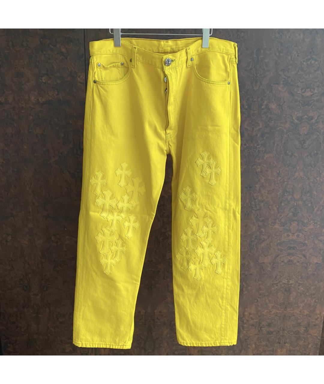 CHROME HEARTS Желтые хлопковые прямые джинсы, фото 3