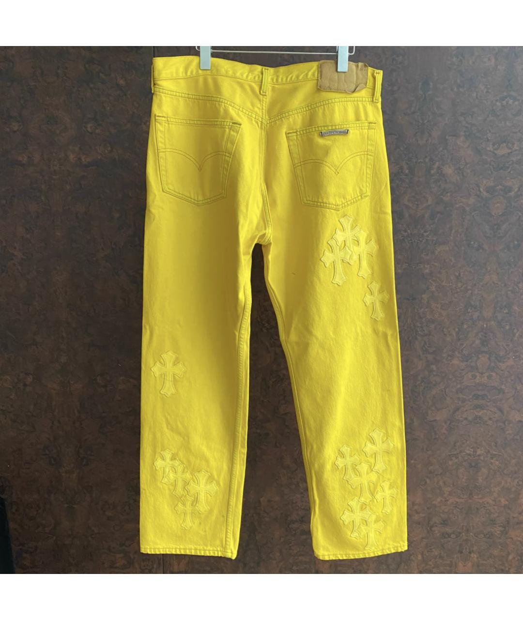 CHROME HEARTS Желтые хлопковые прямые джинсы, фото 2