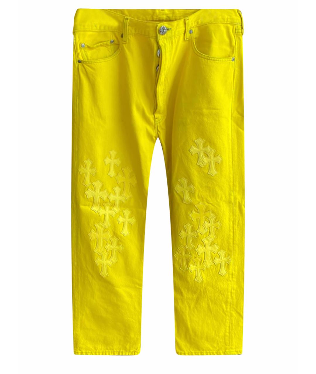 CHROME HEARTS Желтые хлопковые прямые джинсы, фото 1