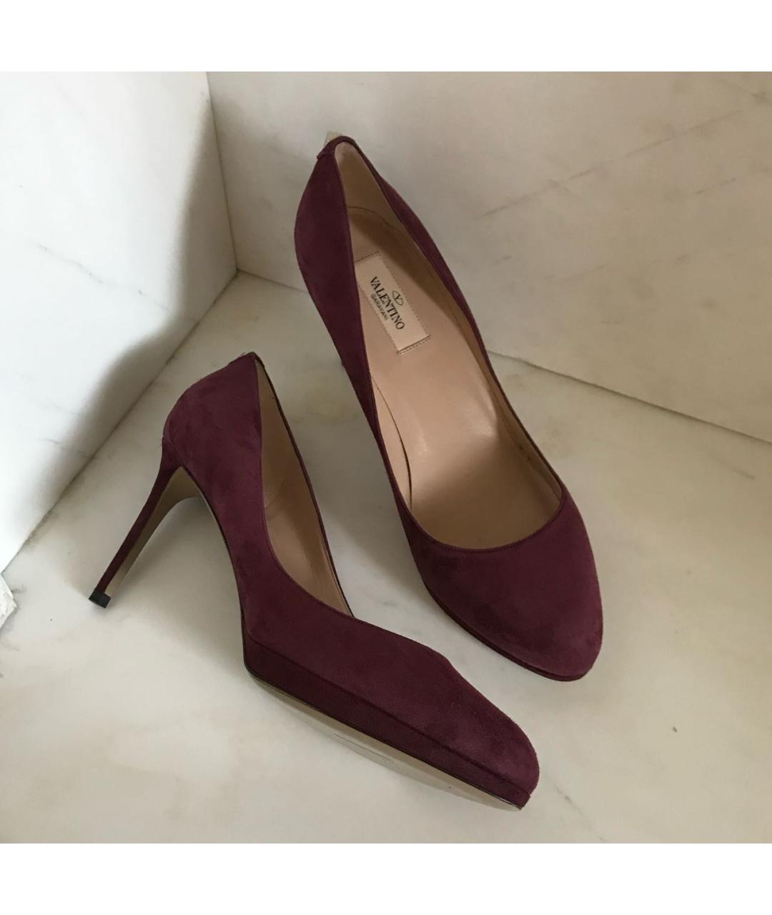 VALENTINO Бордовые замшевые туфли, фото 4