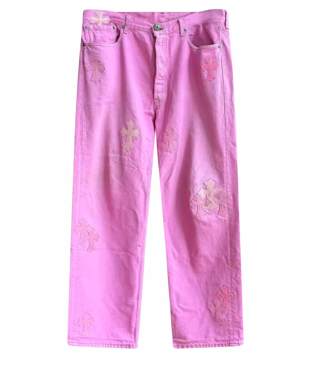 CHROME HEARTS Розовые прямые джинсы, фото 1