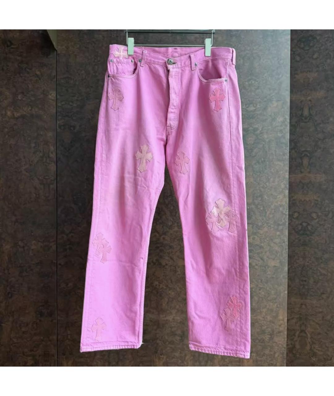 CHROME HEARTS Розовые прямые джинсы, фото 3