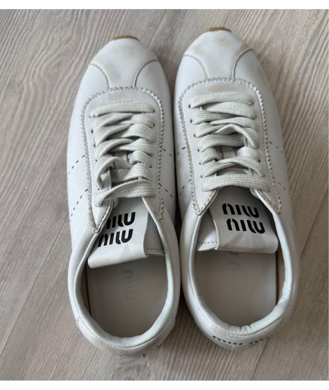 MIU MIU Белые кожаные кеды, фото 3