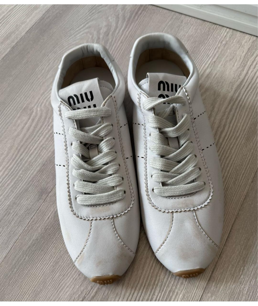 MIU MIU Белые кожаные кеды, фото 2