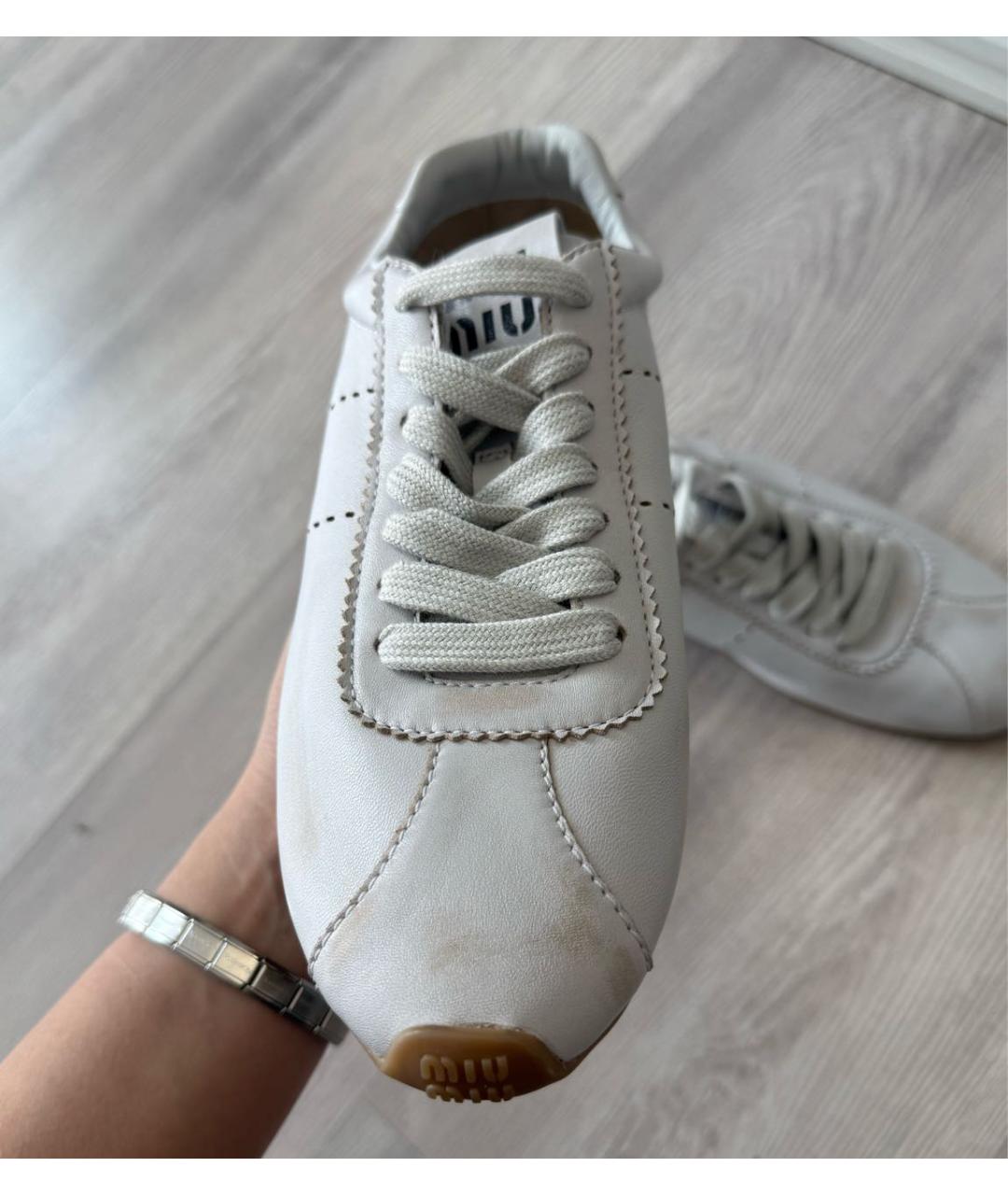 MIU MIU Белые кожаные кеды, фото 5