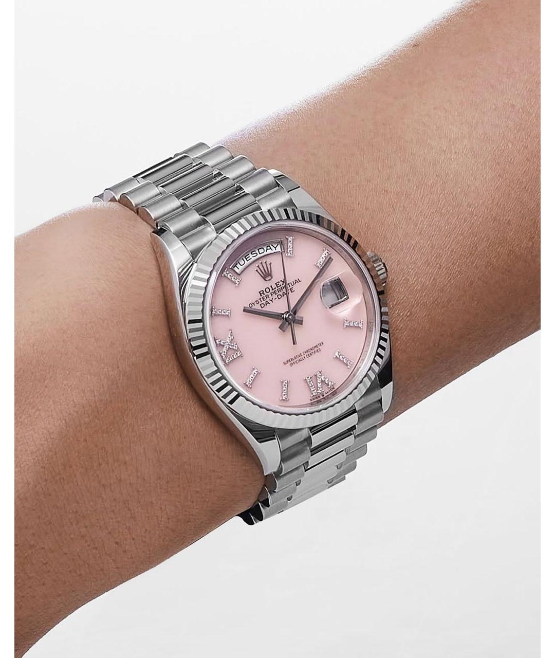 ROLEX Розовые часы из белого золота, фото 5
