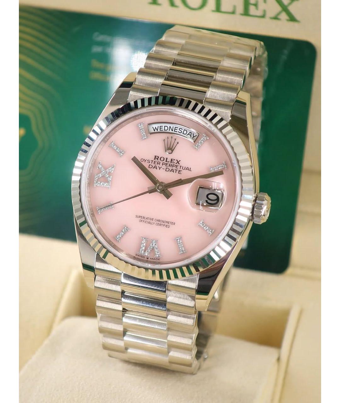 ROLEX Розовые часы из белого золота, фото 3