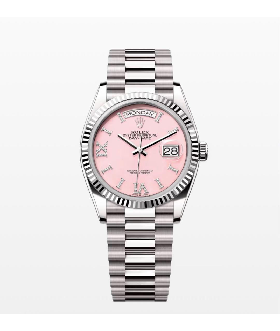 ROLEX Розовые часы из белого золота, фото 6