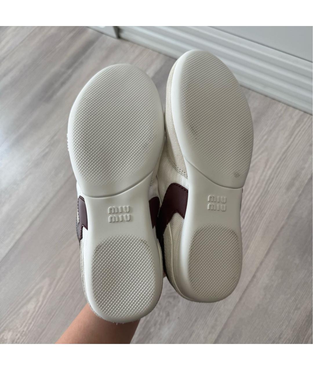 MIU MIU Белые текстильные кеды, фото 6