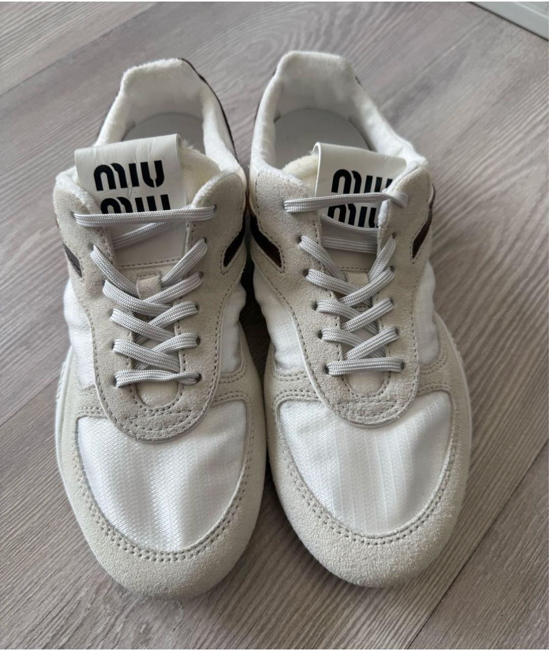 MIU MIU Белые текстильные кеды, фото 2