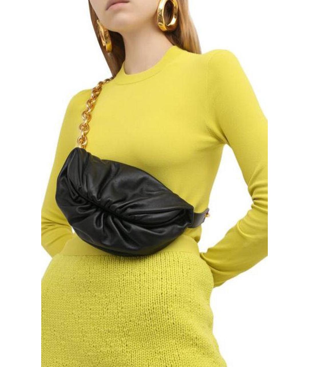BOTTEGA VENETA Черная кожаная сумка через плечо, фото 2