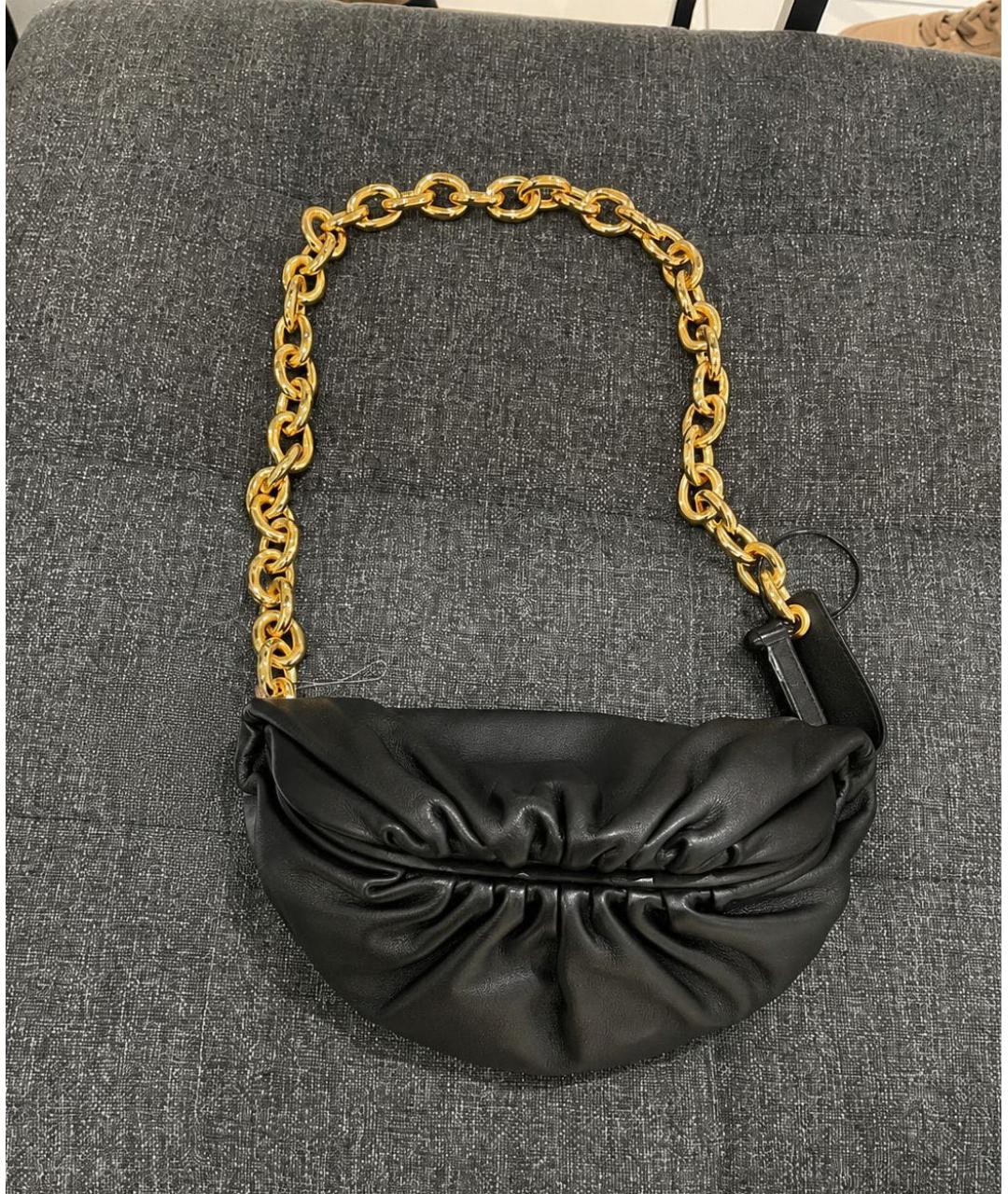 BOTTEGA VENETA Черная кожаная сумка через плечо, фото 4