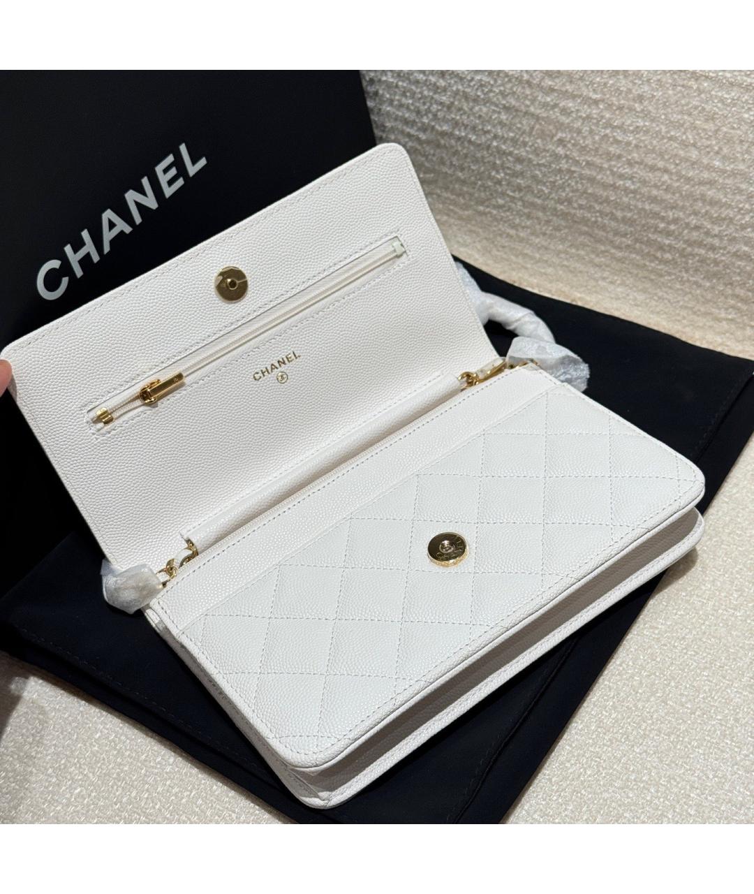 CHANEL Белая кожаная сумка через плечо, фото 6