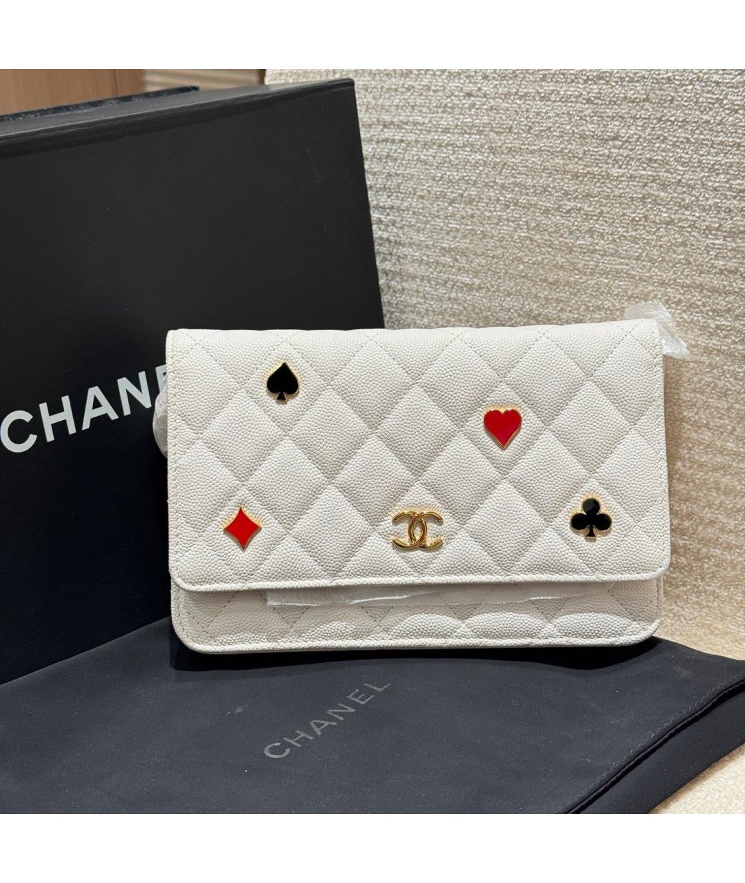 CHANEL Белая кожаная сумка через плечо, фото 8