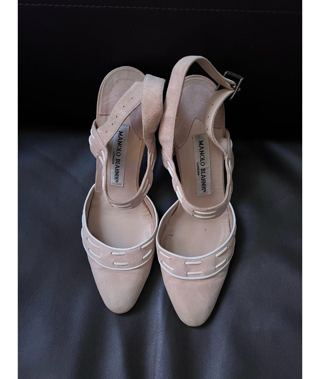 MANOLO BLAHNIK Бежевые замшевые туфли, фото 3