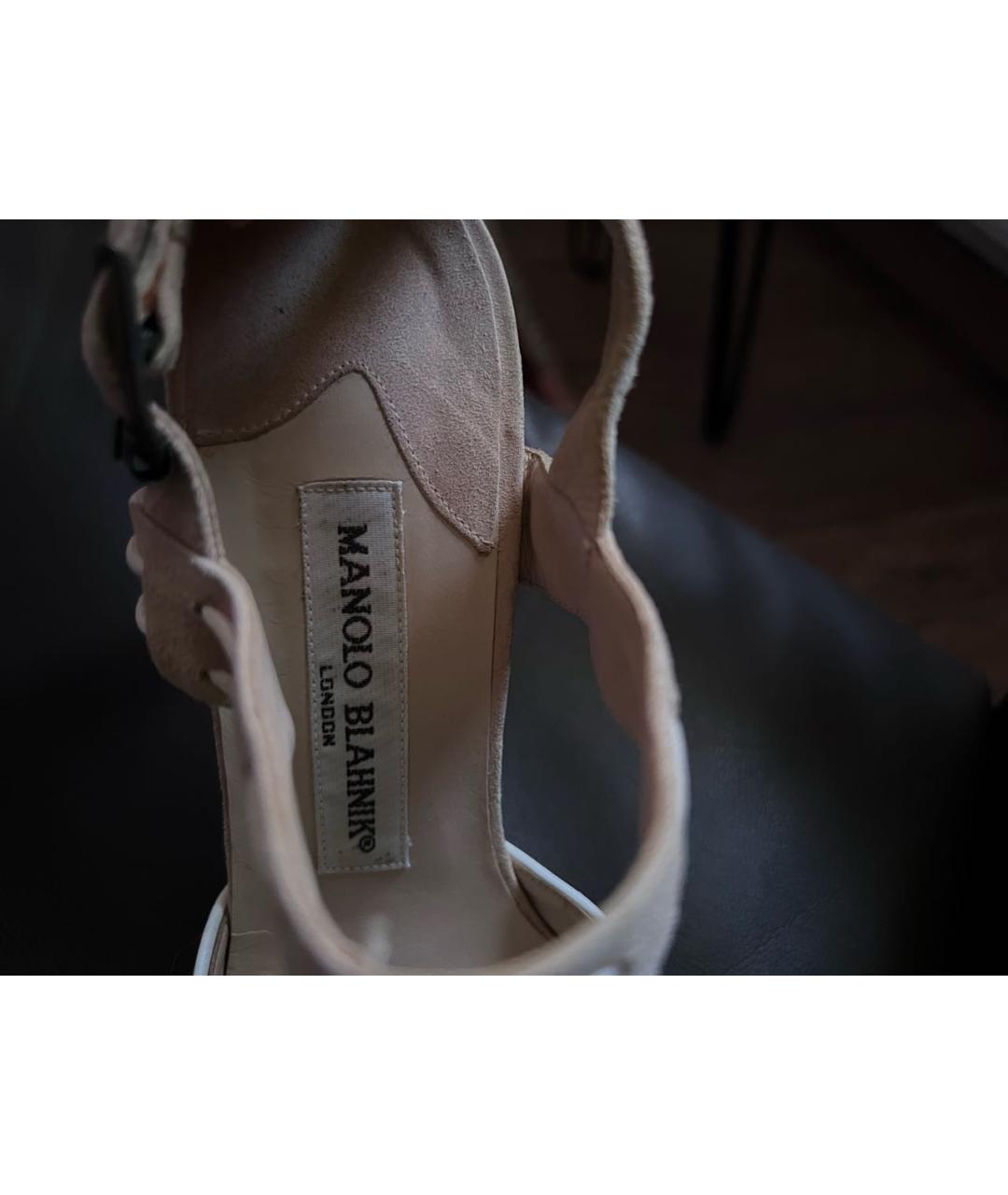 MANOLO BLAHNIK Бежевые замшевые туфли, фото 6