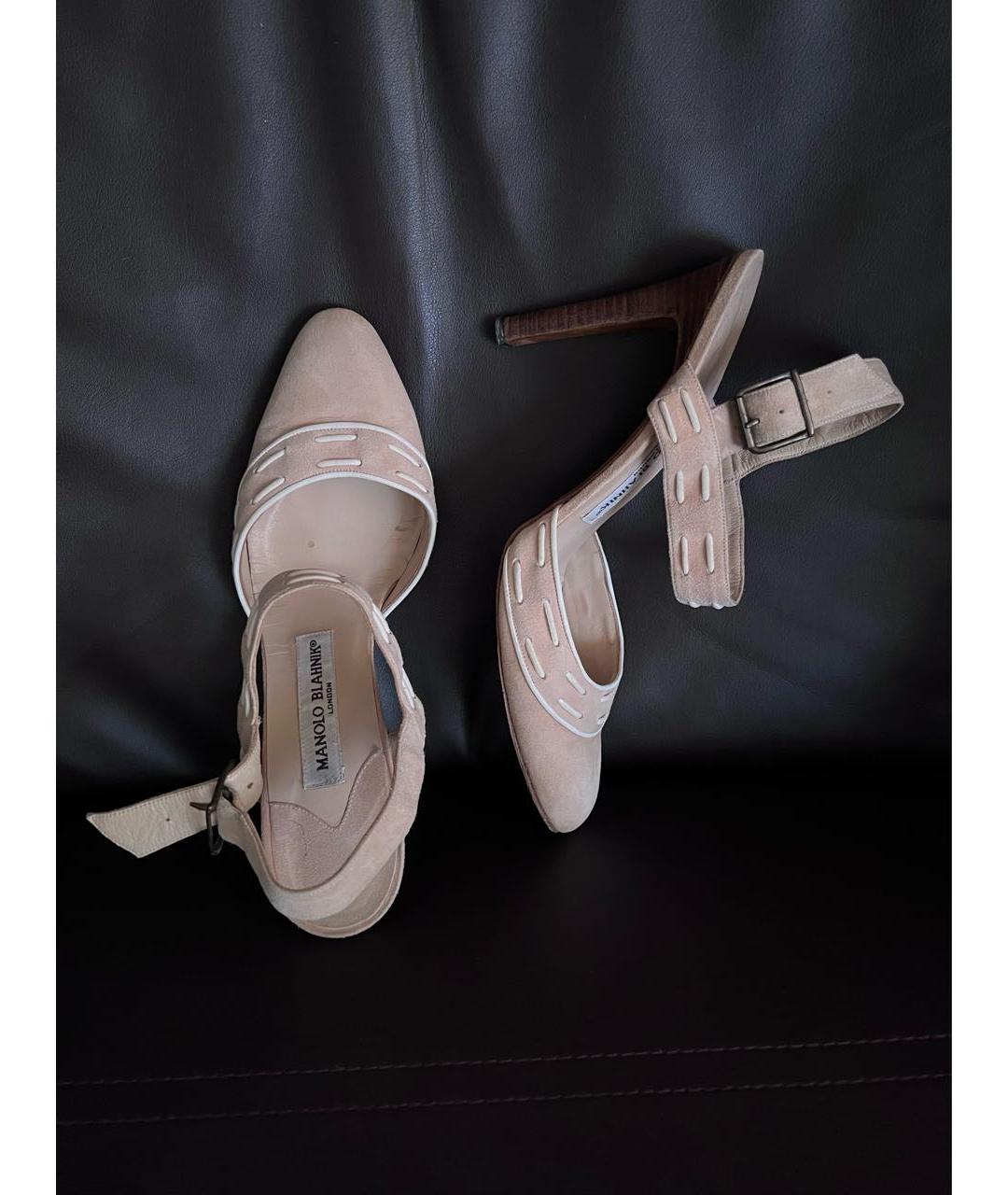 MANOLO BLAHNIK Бежевые замшевые туфли, фото 2