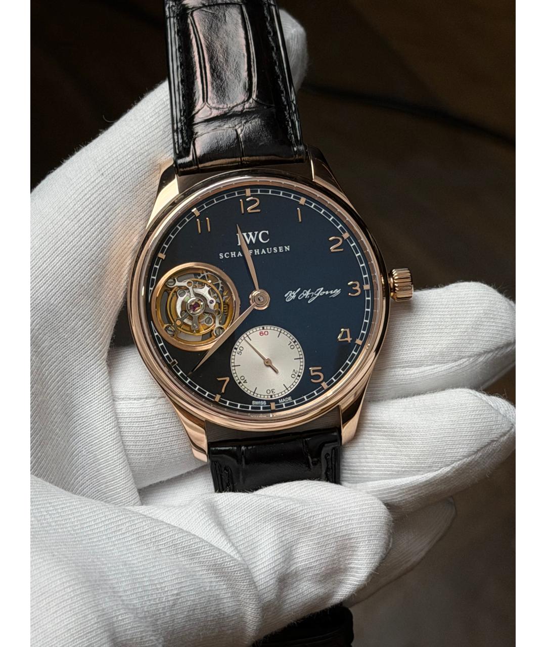 IWC Черные часы из розового золота, фото 2