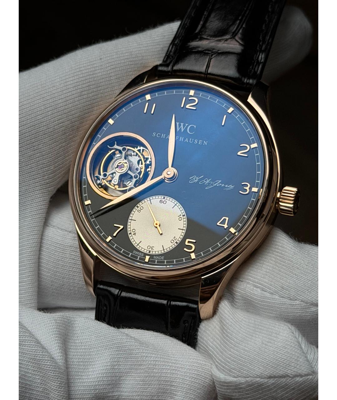 IWC Черные часы из розового золота, фото 3