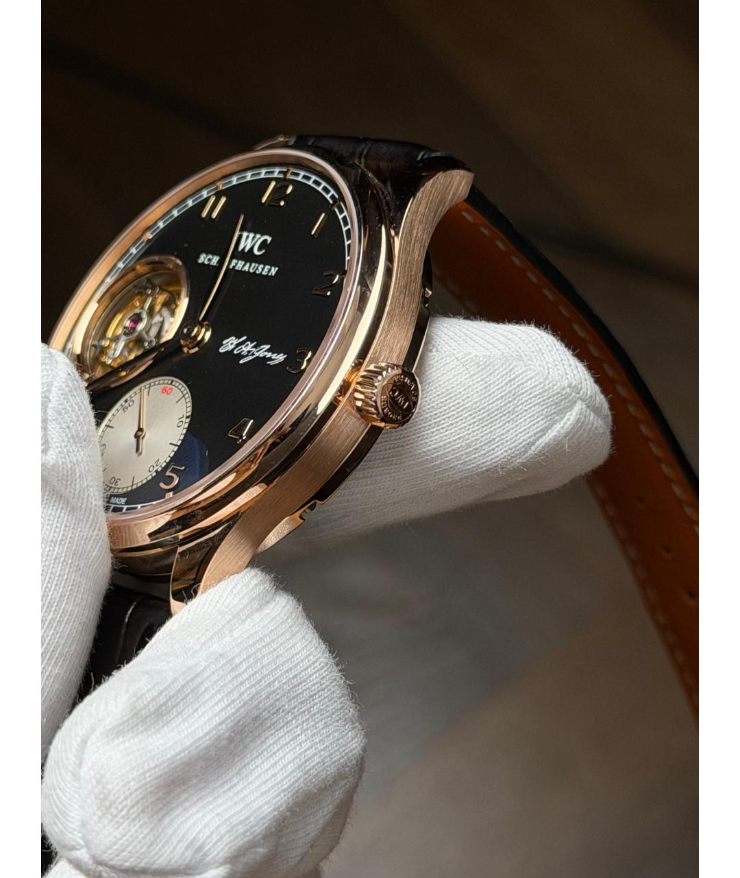 IWC Черные часы из розового золота, фото 4
