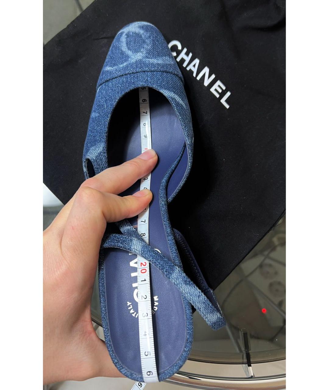 CHANEL Голубые текстильные босоножки, фото 4