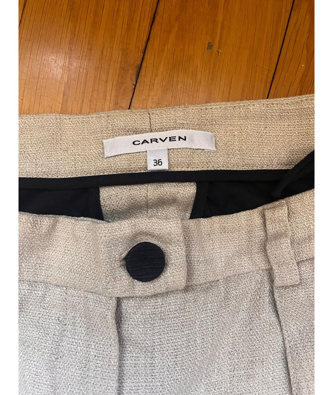 Carven Бежевые льняные капри, фото 3
