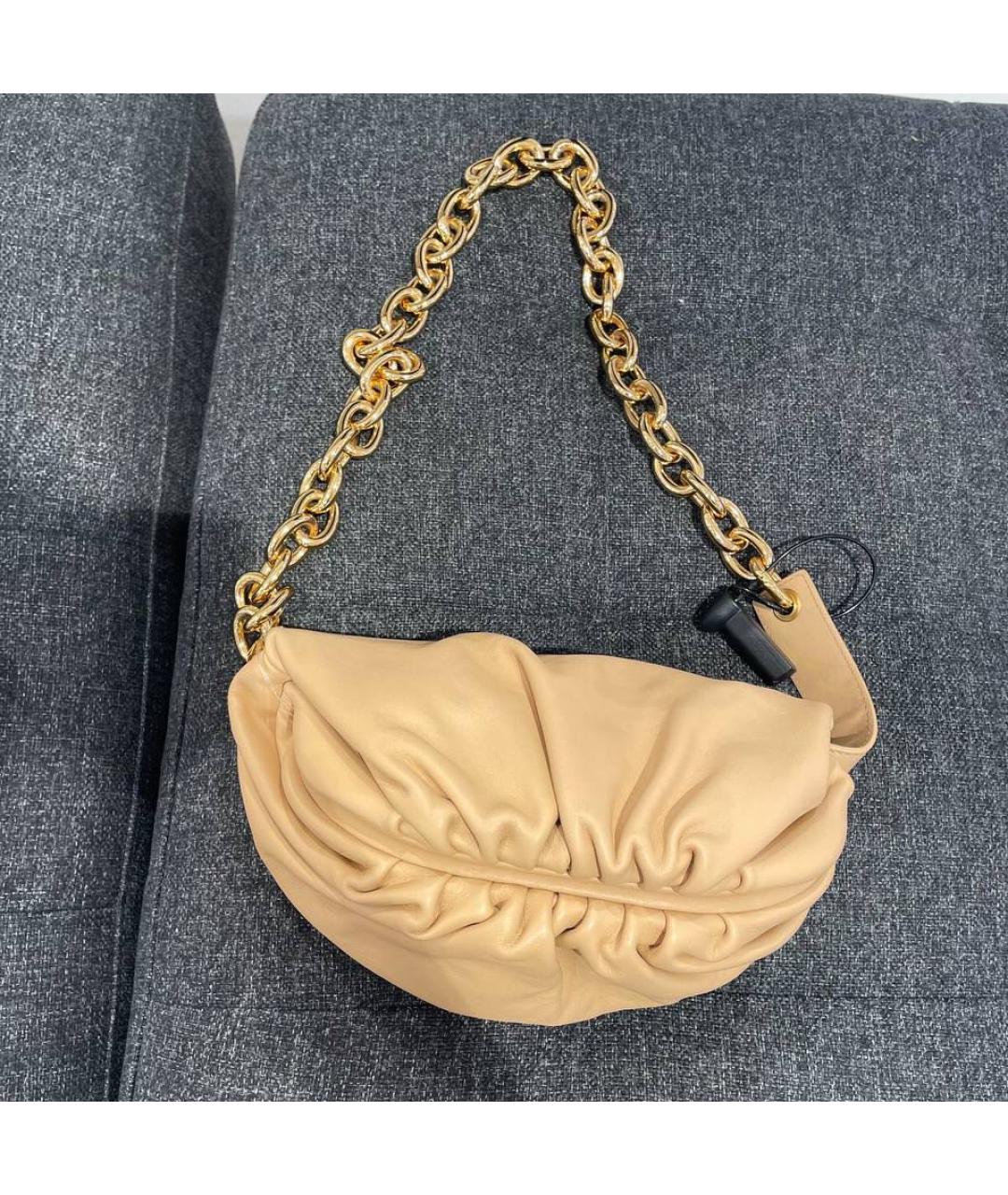BOTTEGA VENETA Бежевая кожаная сумка через плечо, фото 4