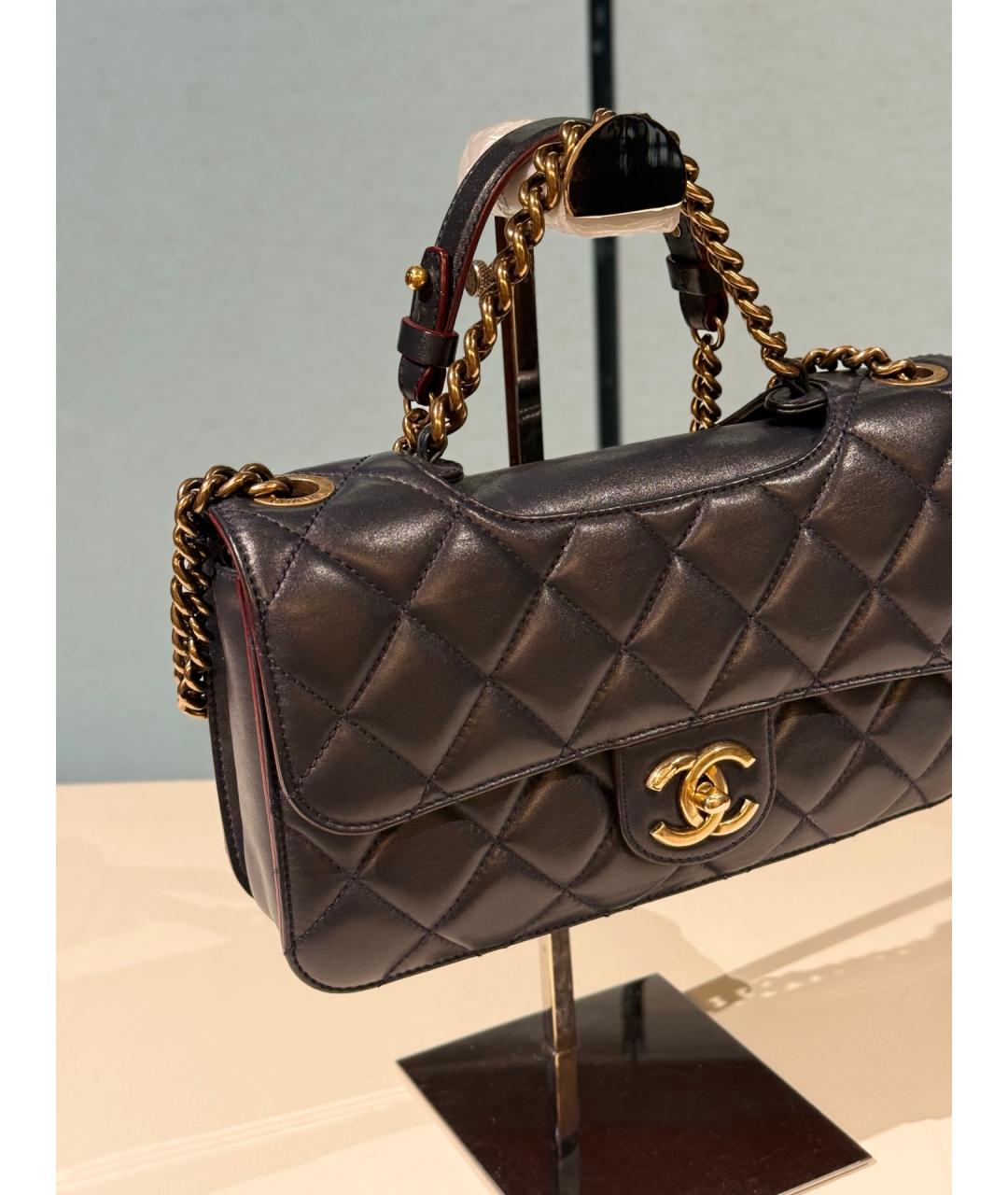 CHANEL Темно-синяя кожаная сумка через плечо, фото 3