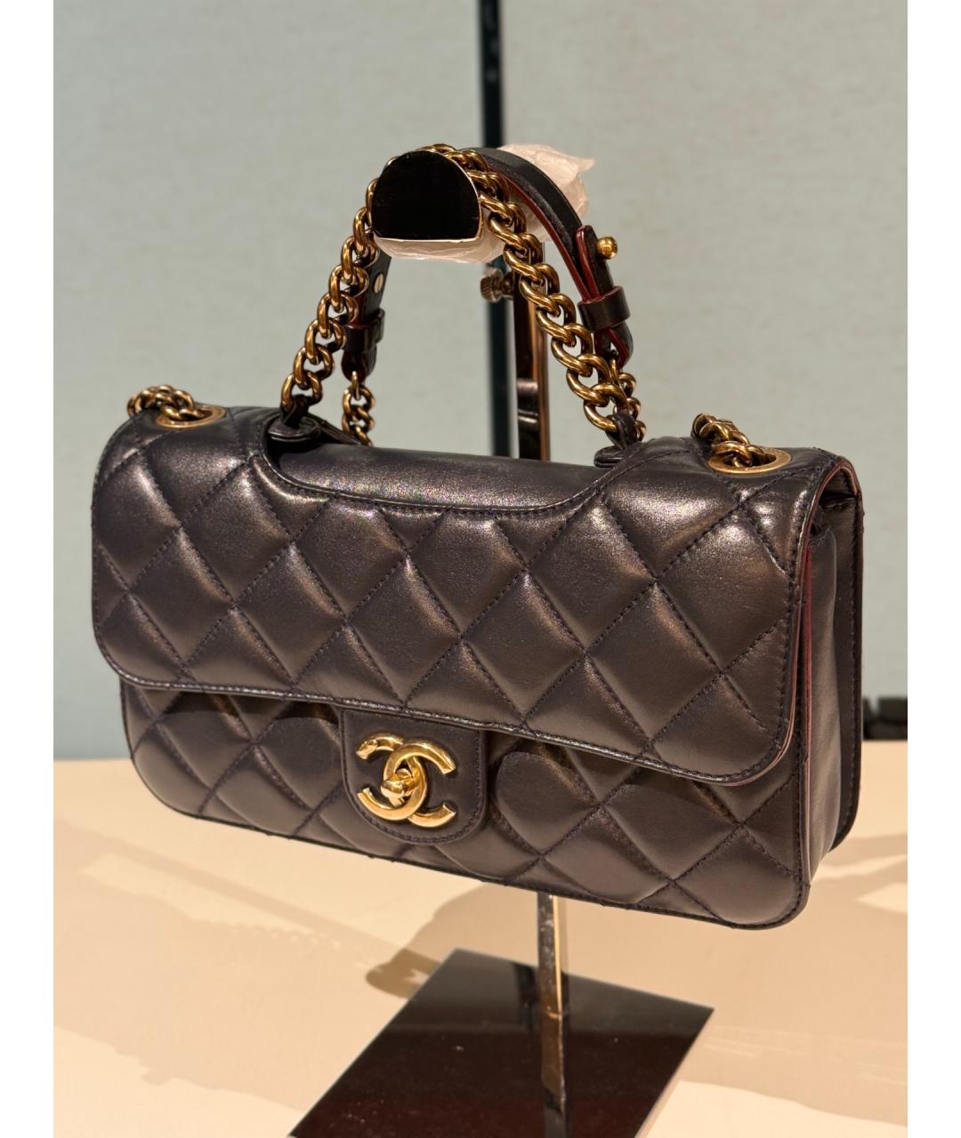 CHANEL Темно-синяя кожаная сумка через плечо, фото 2
