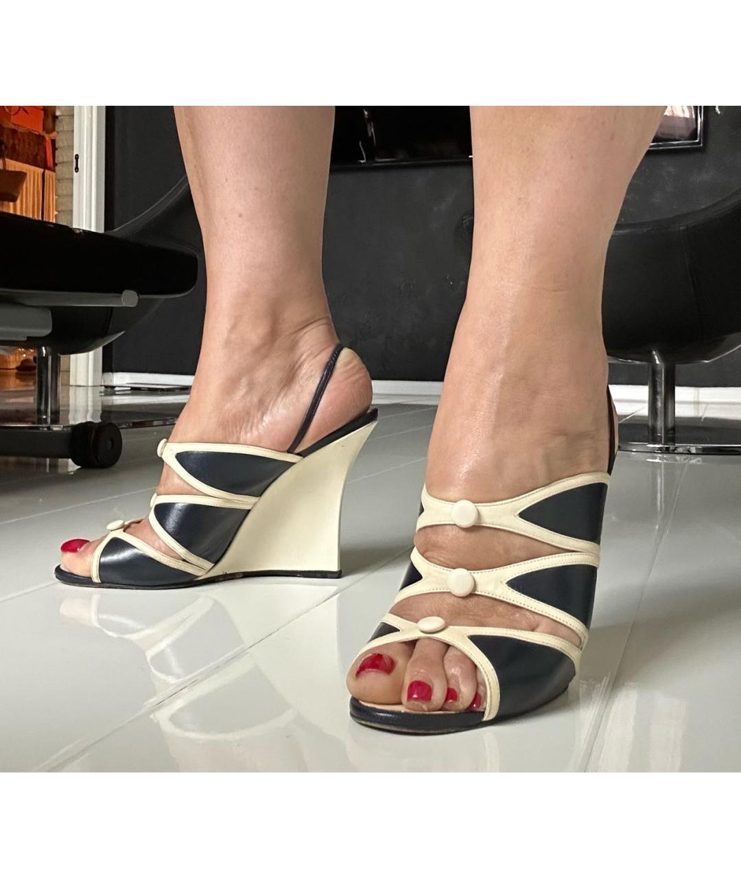 MANOLO BLAHNIK Белые кожаные босоножки, фото 8