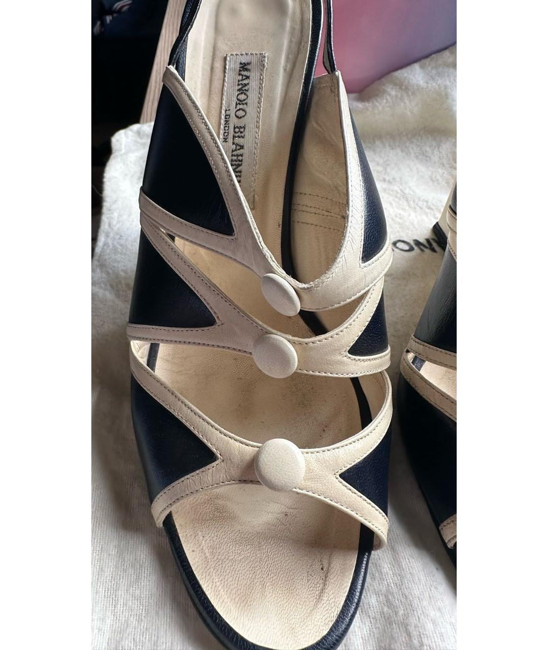 MANOLO BLAHNIK Белые кожаные босоножки, фото 6