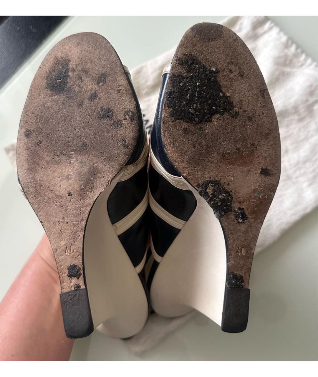 MANOLO BLAHNIK Белые кожаные босоножки, фото 5