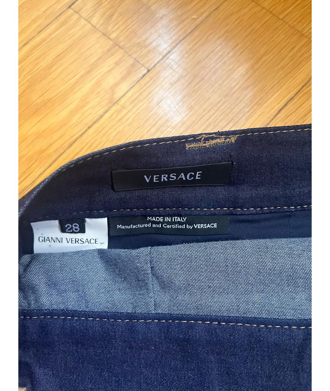 VERSACE Синяя деним юбка мини, фото 5