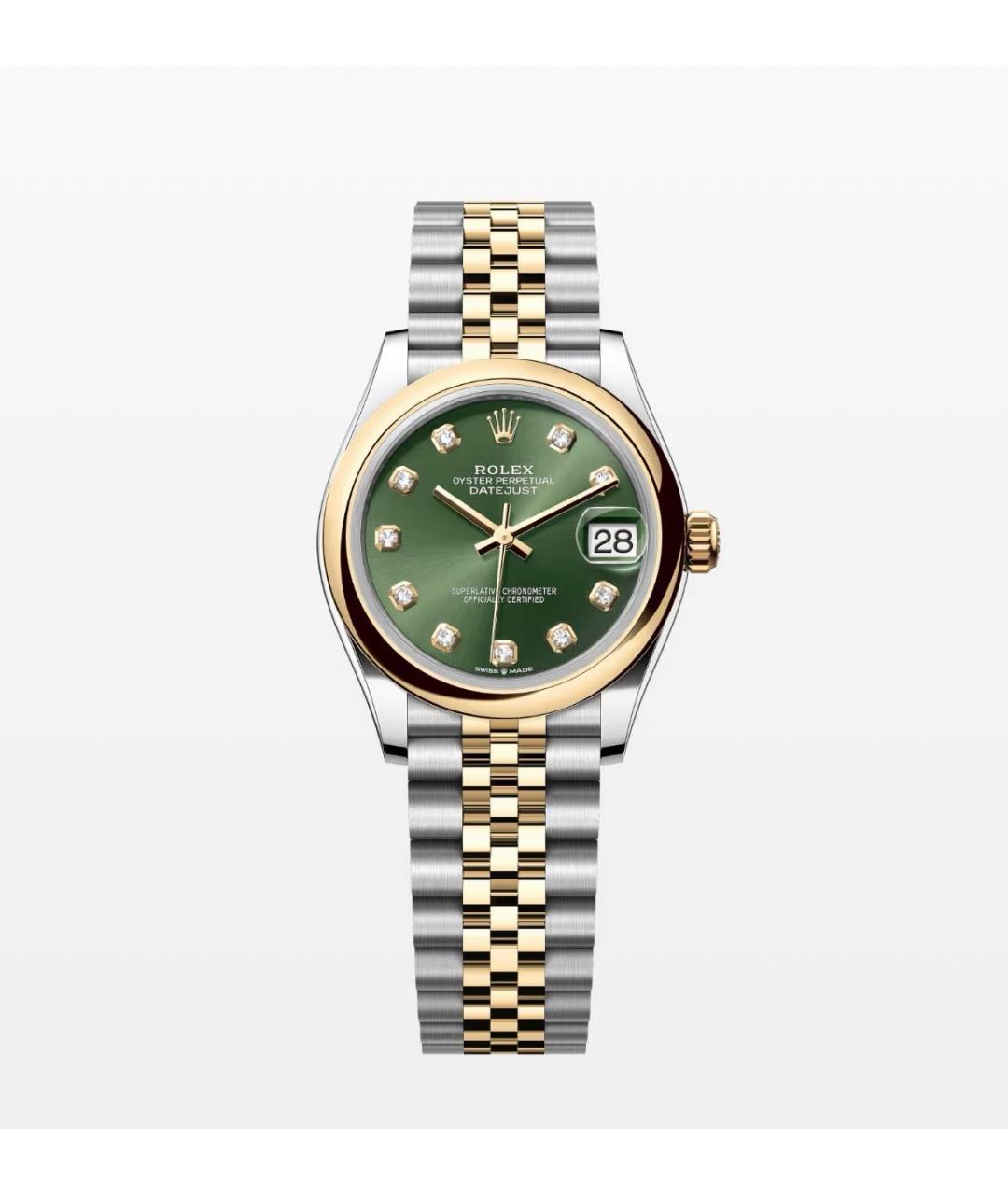 ROLEX Зеленые часы из желтого золота, фото 4