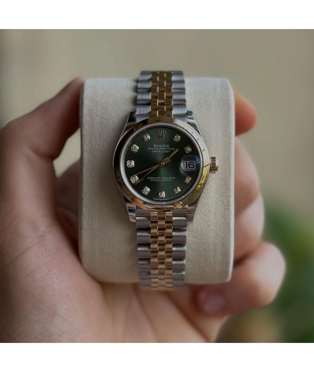 ROLEX Зеленые часы из желтого золота, фото 2