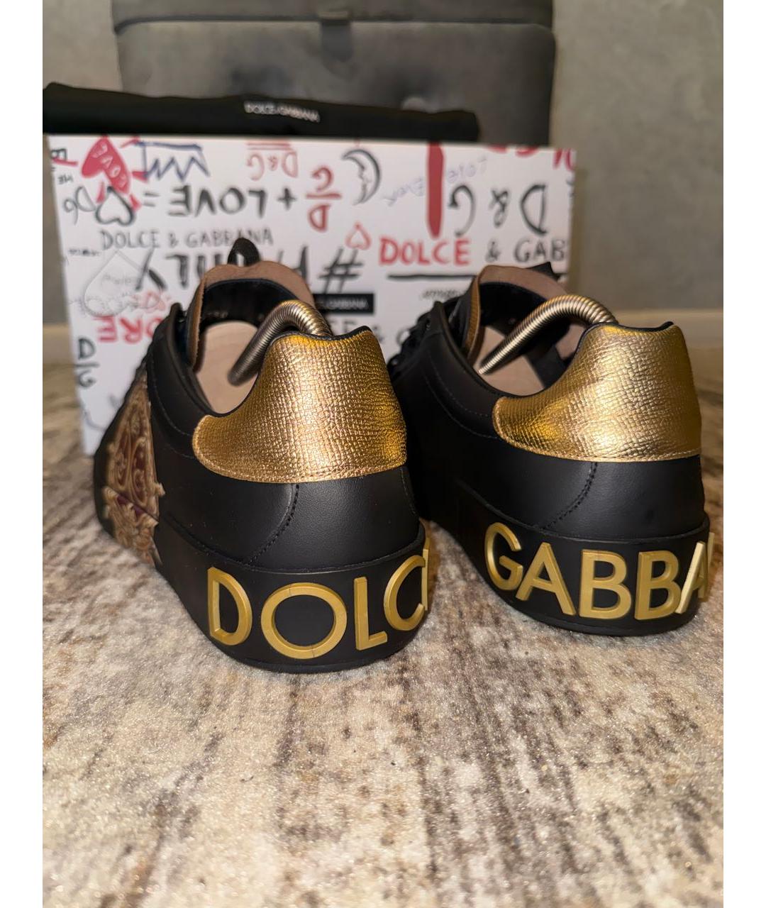 DOLCE&GABBANA Черные кожаные низкие кроссовки / кеды, фото 3