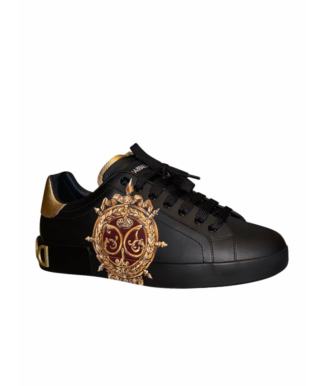 DOLCE&GABBANA Черные кожаные низкие кроссовки / кеды, фото 1