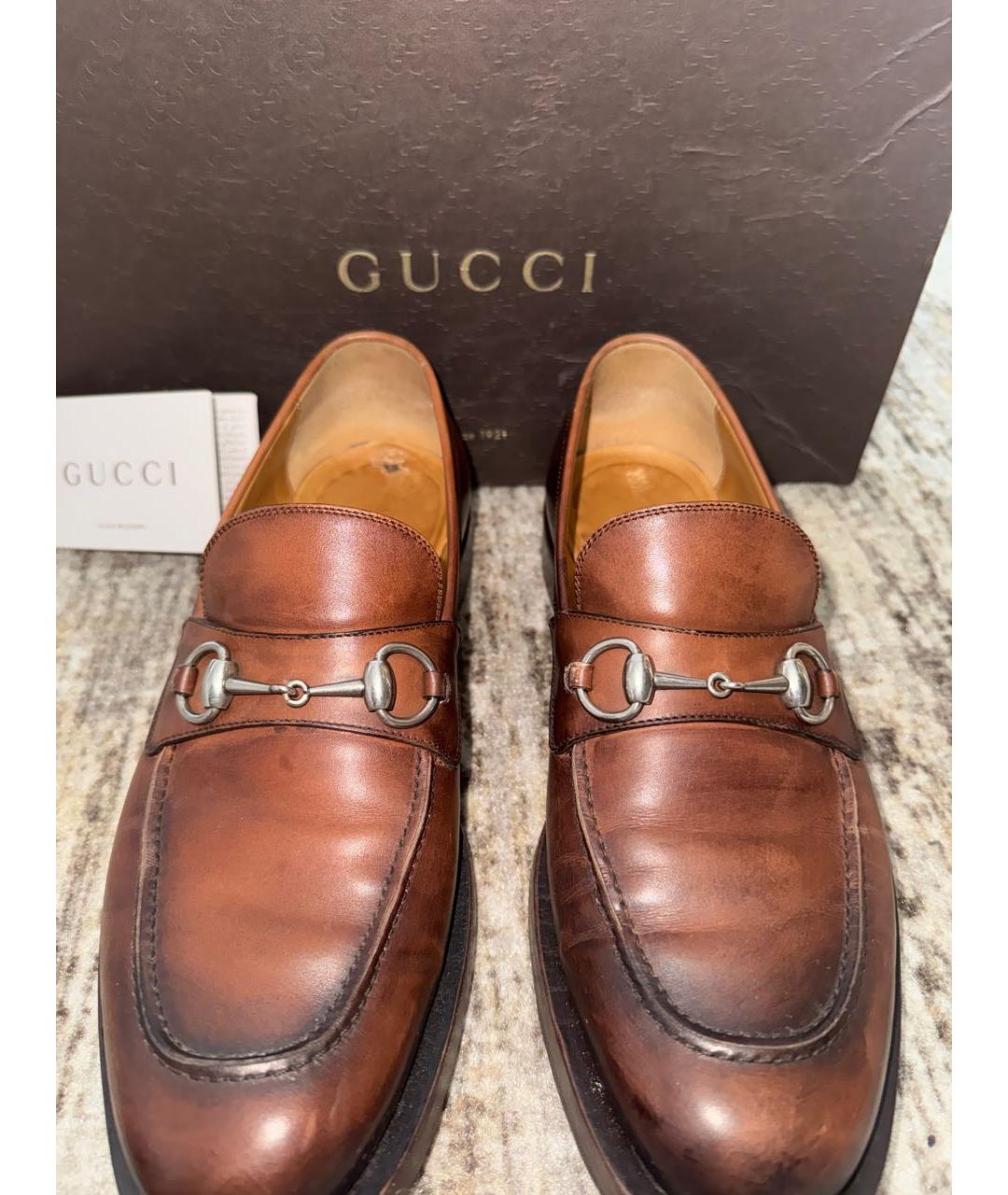 GUCCI Коричневые кожаные лоферы, фото 2