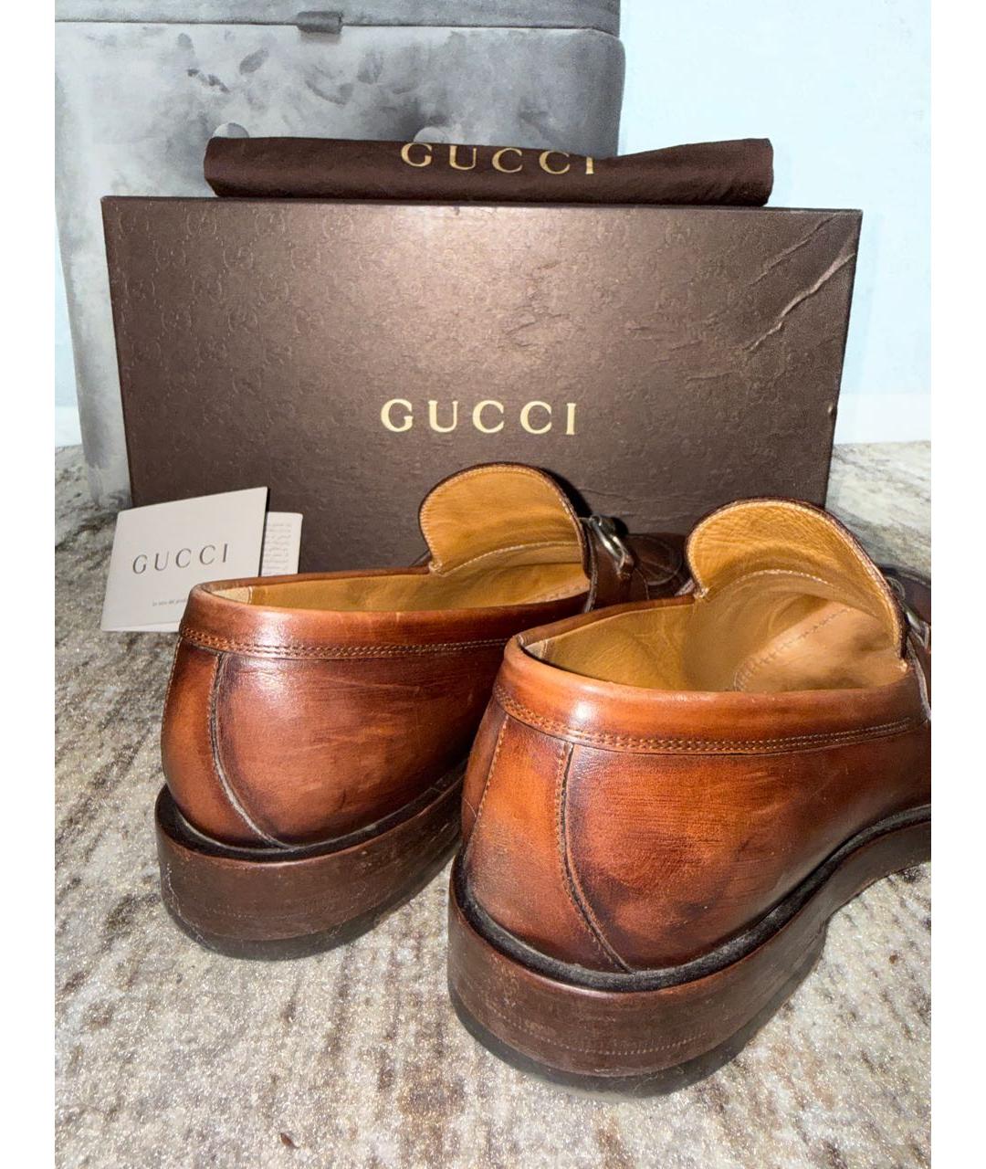 GUCCI Коричневые кожаные лоферы, фото 3