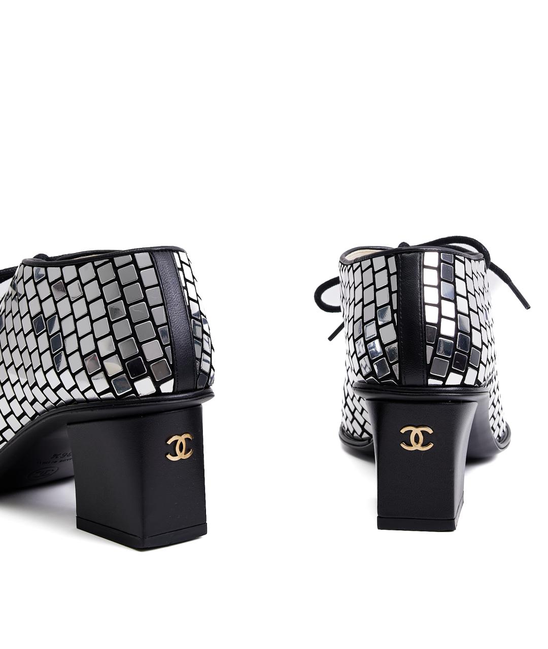 CHANEL Серебряные кожаные ботинки, фото 4