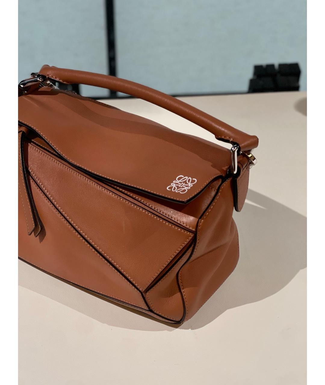 LOEWE Коричневая кожаная сумка с короткими ручками, фото 3
