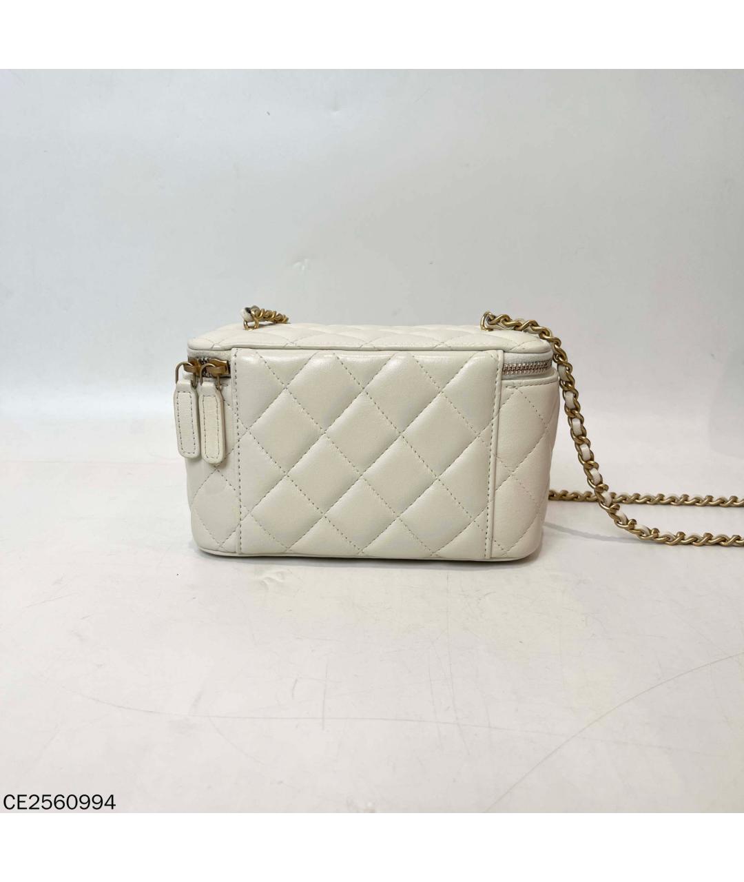 CHANEL Белая кожаная сумка через плечо, фото 4