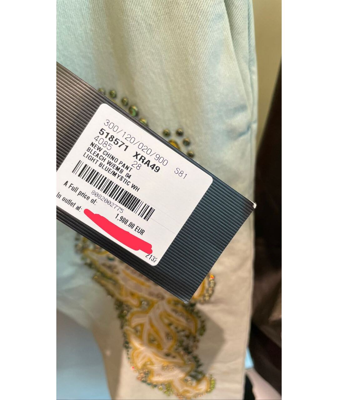 GUCCI Голубые хлопковые джинсы слим, фото 3