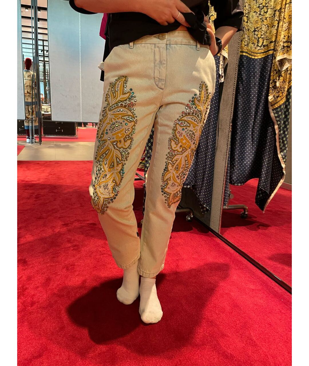 GUCCI Голубые хлопковые джинсы слим, фото 5