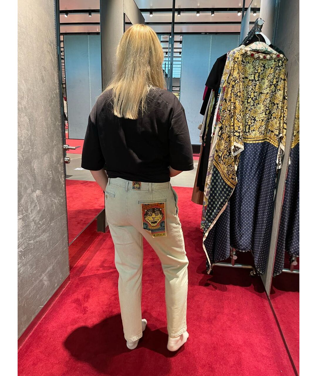 GUCCI Голубые хлопковые джинсы слим, фото 6