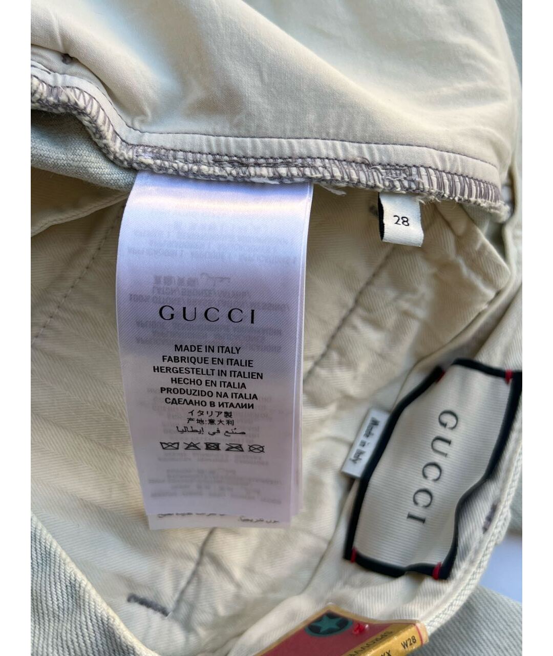 GUCCI Голубые хлопковые джинсы слим, фото 8