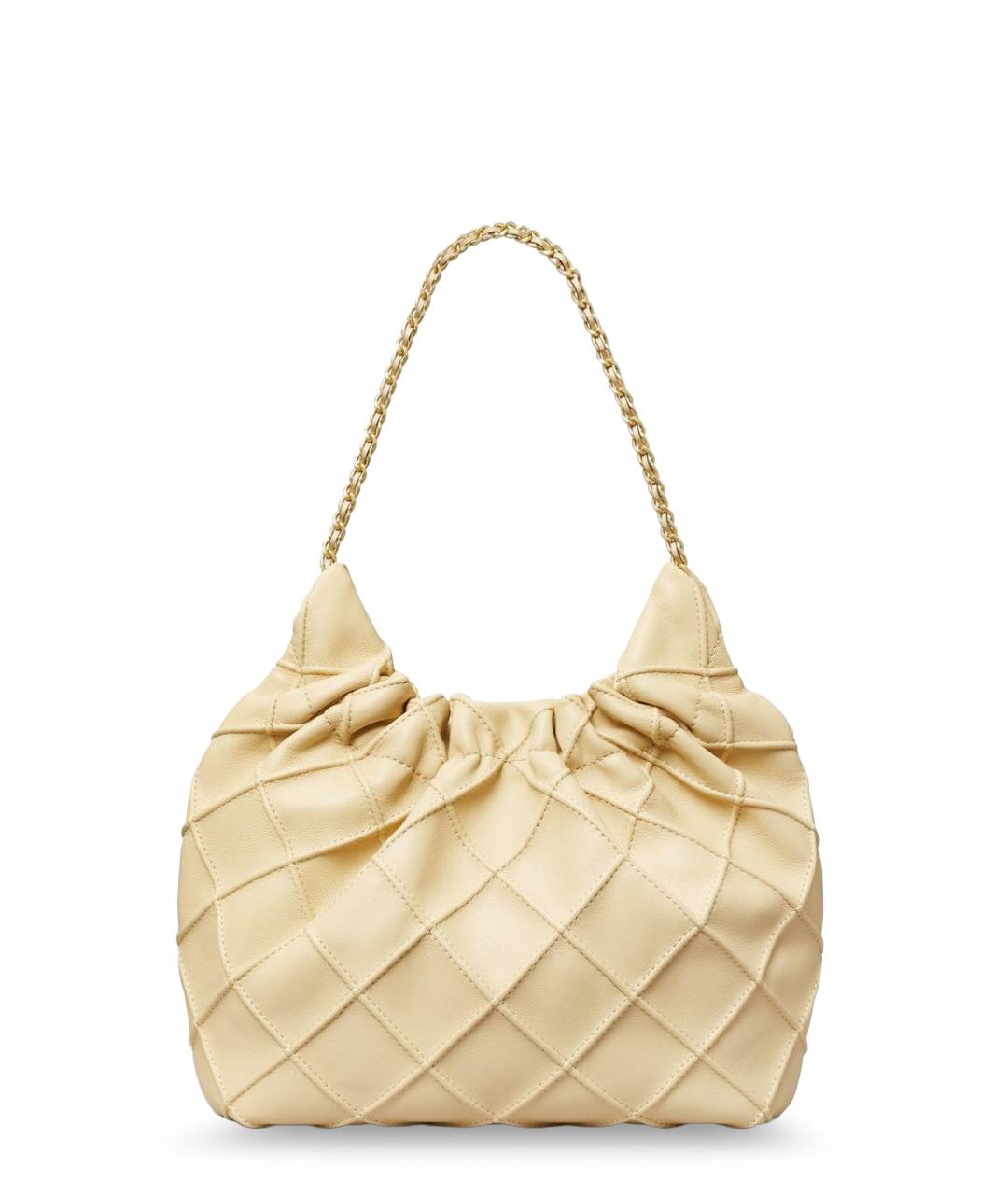 TORY BURCH Бежевая кожаная сумка с короткими ручками, фото 2