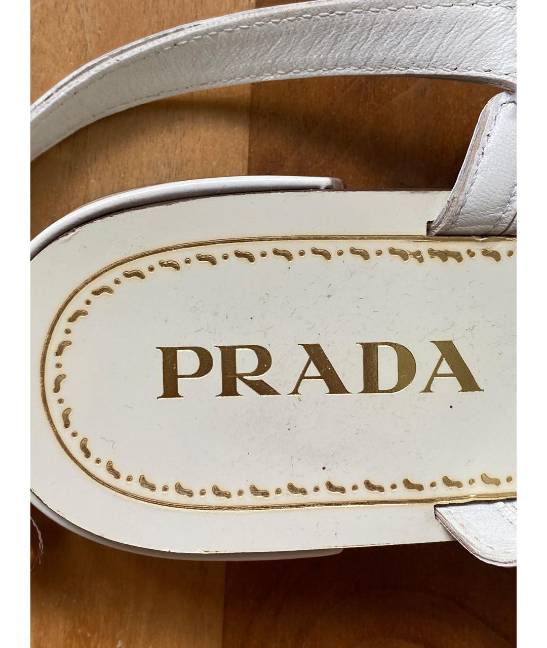 PRADA Белые кожаные босоножки, фото 4
