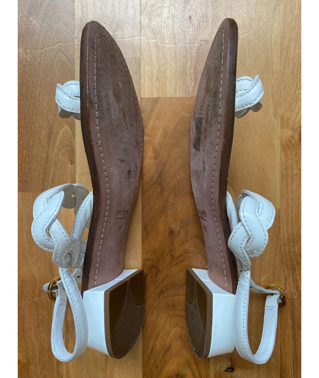 PRADA Белые кожаные босоножки, фото 2