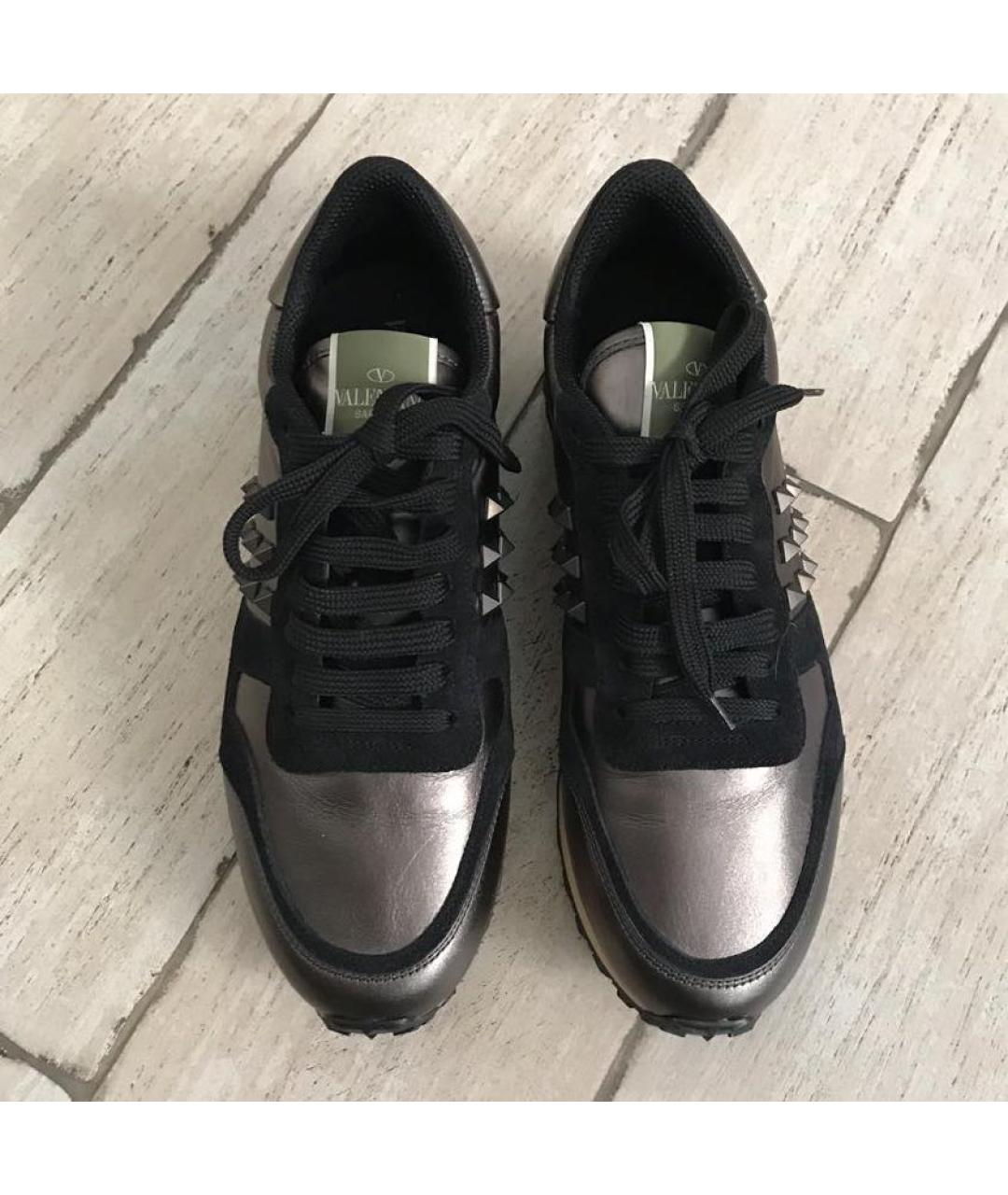 VALENTINO Черные кожаные кроссовки, фото 4